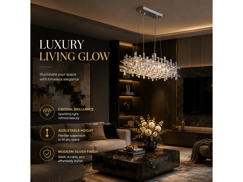  Lustre carré en cristal style italien b – éclairage 3 couleurs ASLED-778 - Conforama C