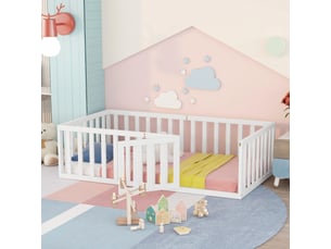 Lit simple 90x200 cm <strong>MERAX</strong>  <strong>lit enfant blanc</strong> coloris blanc