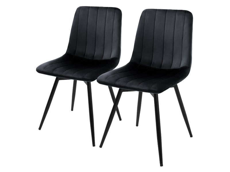 Ml-design chaise de salle à manger en velours, lot de 2, pivotante 360 degrés, avec dossier, pieds en métal, design moderne mid-century, patins réglables, pour cuisine salon, charge 120 kg, noir - Conforama A