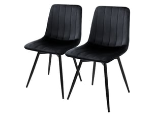 Ml-design chaise de salle à manger en velours, lot de 2, pivotante 360 degrés, avec dossier, pieds en métal, design moderne mid-century, patins réglables, pour cuisine salon, charge 120 kg, noir