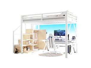 Lit mezzanine 140x200 cm <strong>STILVORA</strong>  <strong></strong> coloris blanc