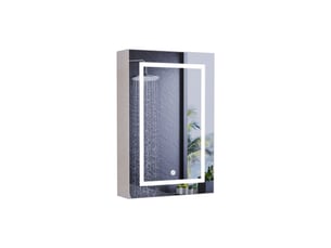 Armoire miroir salle de bain 50x70 cm avec led, anti-buée, interrupteur tactile et étagères réglables