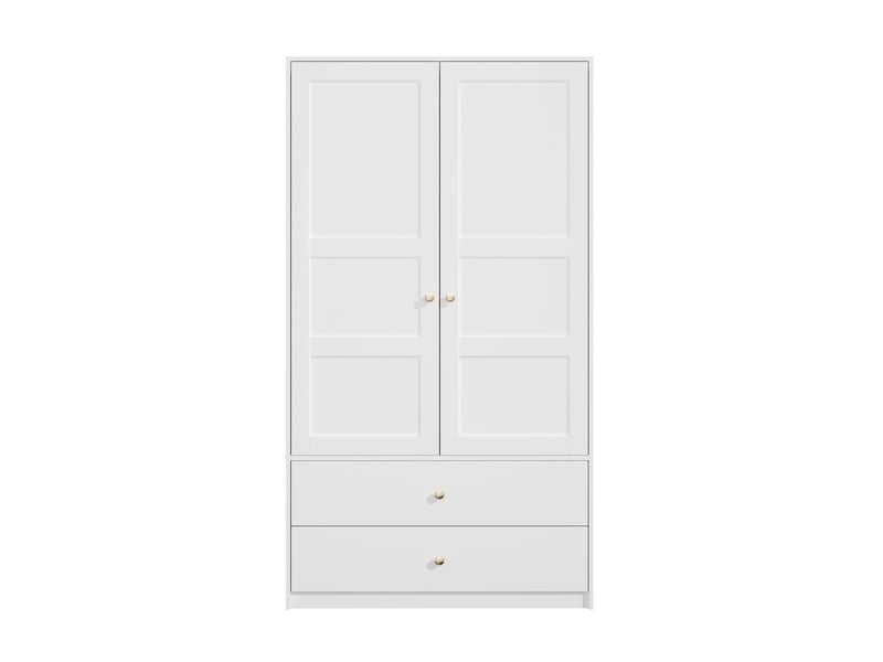  Armoire 2 portes 2 tiroirs avec tringle mdf blanc 100 x 48 x 180 cm  - Conforama A