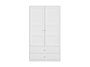 Armoire 2 portes 2 tiroirs avec tringle mdf blanc 100 x 48 x 180 cm