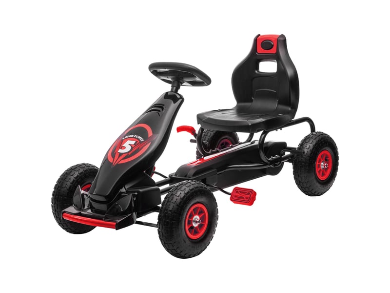  Karting à pédales pour enfants de 5 à 12 ans, avec siège réglable et roues gonflables, rouge  - Conforama B
