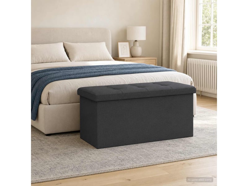 Banc chambre, banc de rangement pliable gris foncé lin  - Conforama B