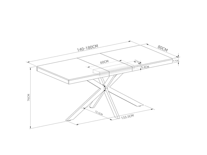  Table repas extensible 140-180 cm avec rangement gris evryae  - Conforama E