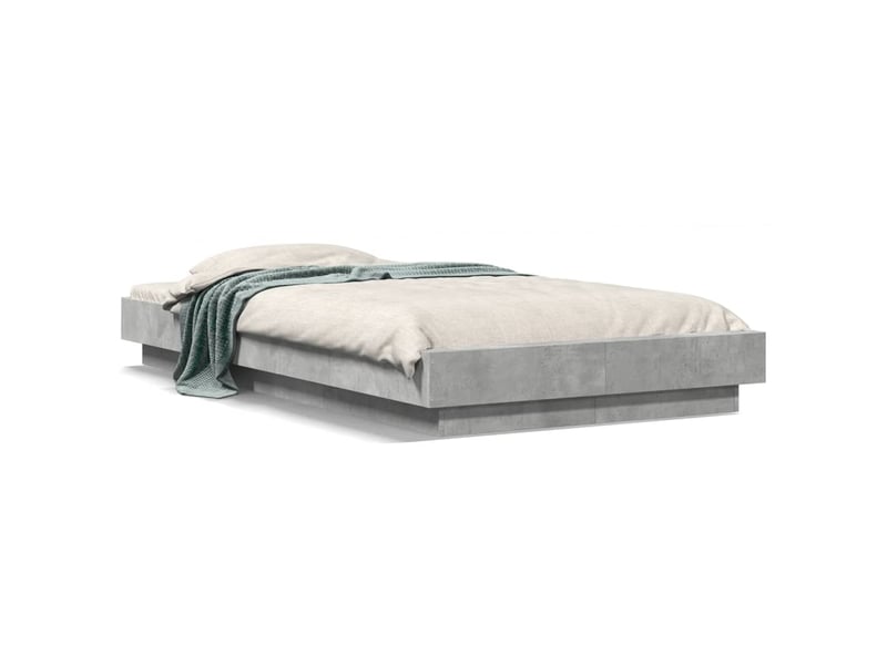  Lit simple- lit adulte -  cadre de lit et lumières led sans matelas gris béton 100x200 cm  - Conforama A