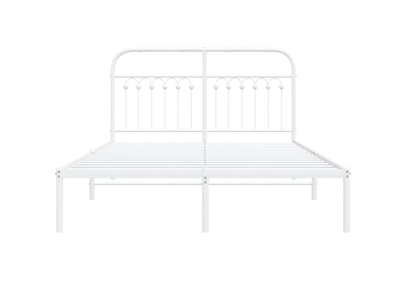  Lit double- lit adulte -  cadre de lit métal sans matelas et tête de lit blanc 135x190 cm  - Conforama C