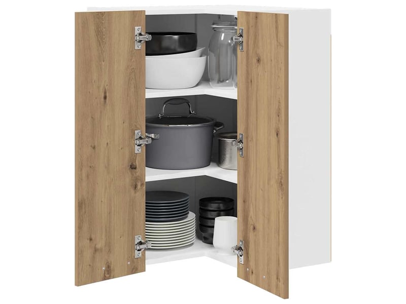  Meuble de rangement cuisine, armoire suspendue chêne artisan et blanc 57x57x80cm  - Conforama C