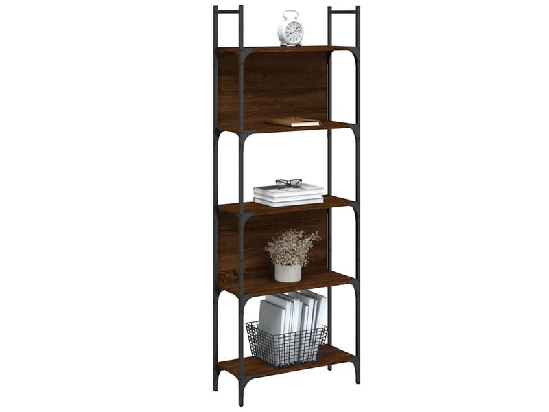  Bibliothèque à 5 niveaux, armoire à livres chêne marron 60,5x24x166,5 cm  - Conforama D