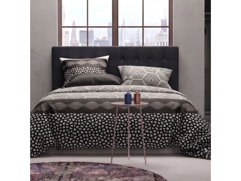  Parure housse de couette 240x220cm + 2 taies motif graphique gris perle et noir 100% coton - nazim NAZIM - Conforama A
