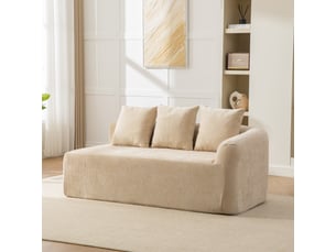 Canapé modulable chenille beige clair - salon moderne avec coussin et mousse haute élasticité pour confort quotidien