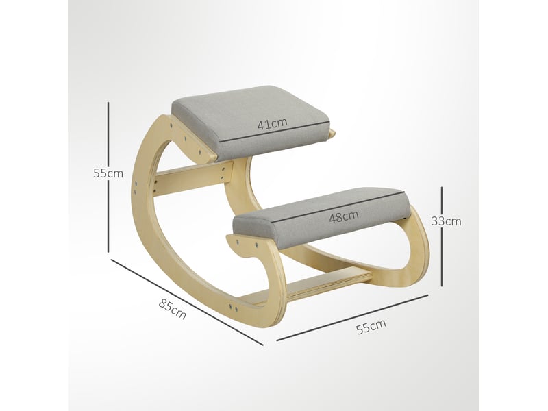  Tabouret ergonomique à bascule pour bureau à domicile, pour améliorer la posture, gris clair  - Conforama E