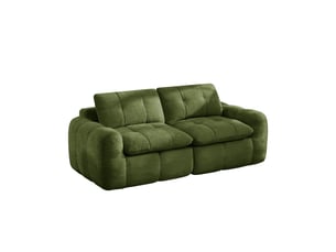 Canapé modulable sans structure 2 places , chenille vert, capitonnage quadrillé, mousse 32d, assise large et profonde