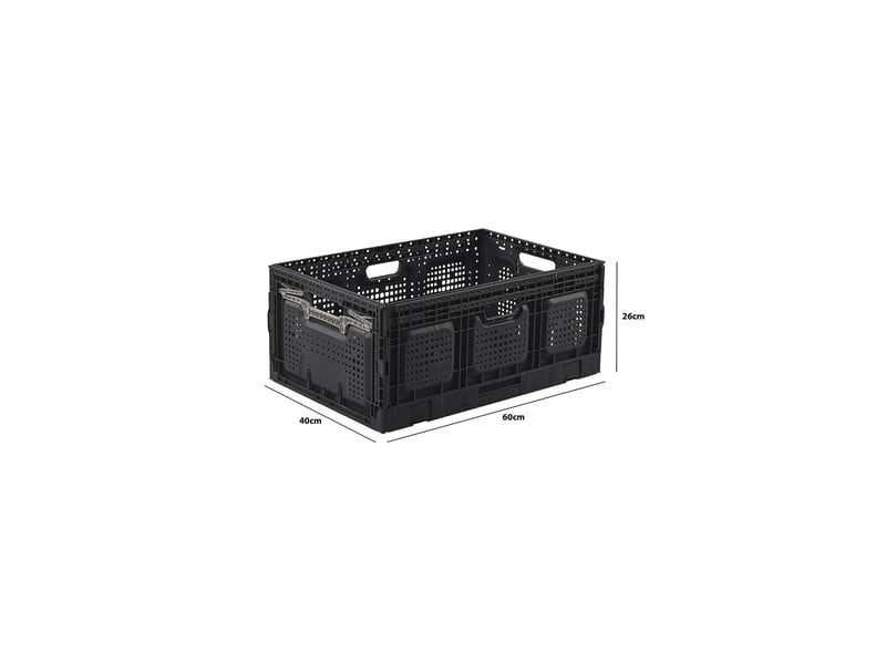 Lot 3 bacs de rangement pliables en plastique noir 40 x 60 x 25,9 cm 62560L - Conforama C