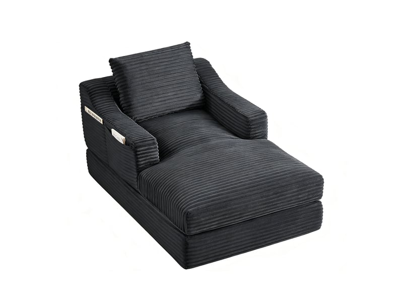  Fauteuil convertible 1 place en velours côtelé gris, 100 x 160 x 85 cm, sans montage, agencement modulable, conception double couche, pour le salon CARDUME ESTIVAL - Conforama A