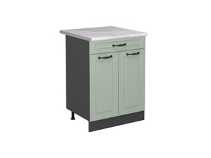 Vicco meuble cuisine, mint campagneanthracite, 60cm avec tiroir plan de travail marbre