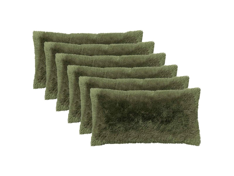 Lot de 6 coussins avec oreiller, coussins décoratifs heerlen vert fleece pv cf50929 - Conforama A