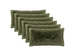 Lot de 6 coussins avec oreiller, coussins décoratifs heerlen vert fleece pv cf50929