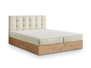 Lit avec rangement 180x200 cm <strong>MASSENO</strong> <strong></strong> coloris beige