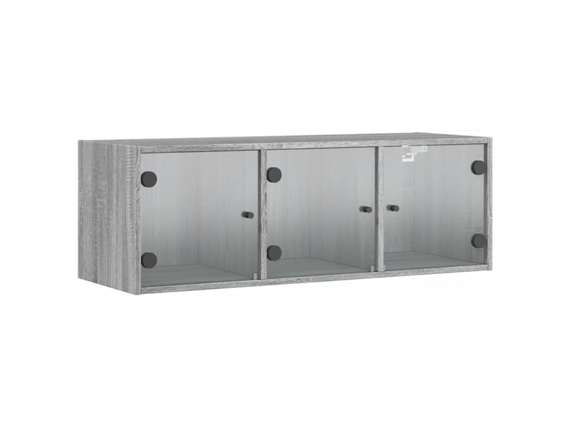  Armoire murale salon, meuble de rangement avec portes en verre sonoma gris 102x37x35 cm  - Conforama A