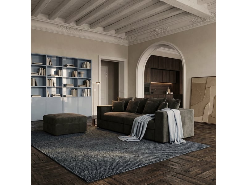  Canapé modulaire de salon déhoussable avec pouf et coussins cortina d - gris foncé  - Conforama B