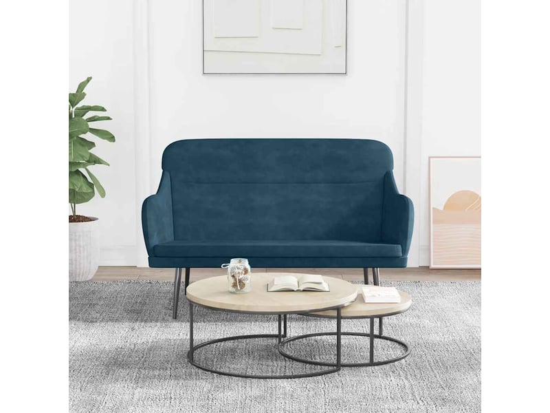 Banc, canapé 2 places bleu 110x76x80 cm velours shl35296  - Conforama B