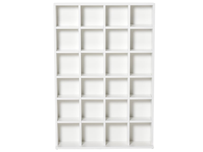  Bibliothèque à cd à 24 niveaux, hauteur réglable, en bois, 130,5 x 89 x 20 cm, blanche  - Conforama E