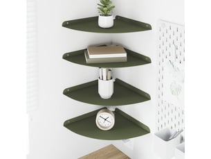 Lot de 4 étagères flottantes d'angle, étagères murales vert olive 30 x 30 x 2 cm cf41682