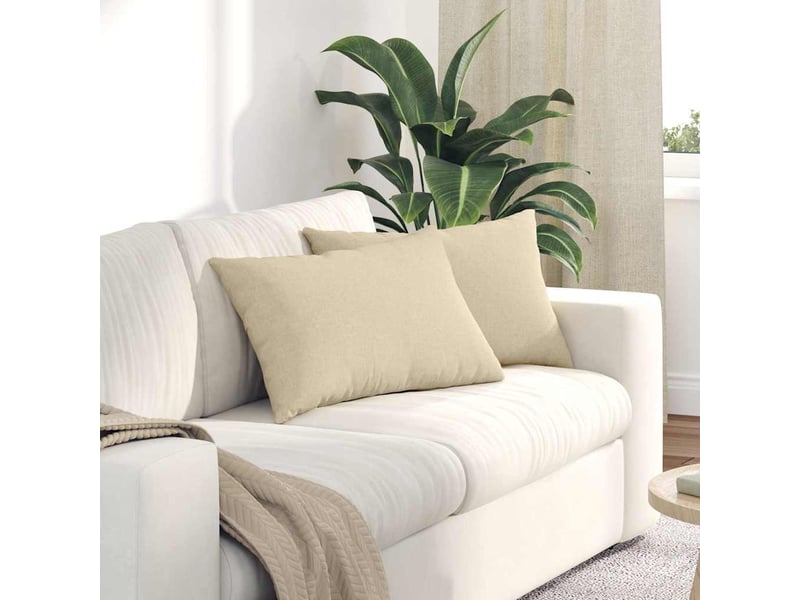Lot de 2 coussins de canapé, coussins décoratifs tissu crème 60 x 40 cm cf58817 - Conforama B