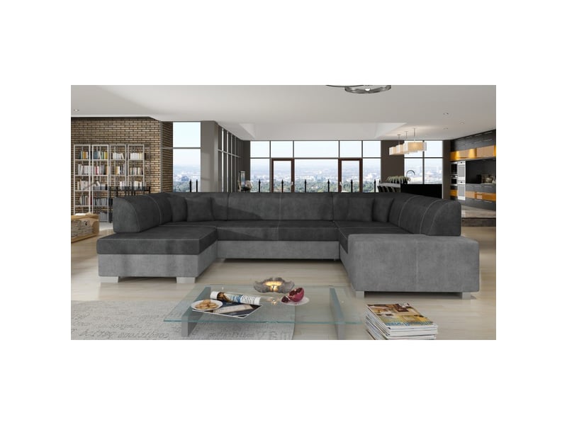  Canapé panoramique en u gris &amp; gris foncé convertible 6 places havane confort panoramique  - Conforama B