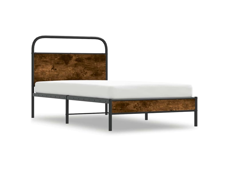  Lit simple- lit adulte -  cadre de lit sans matelas 100x200 cm chêne fumé bois ingénierie  - Conforama B