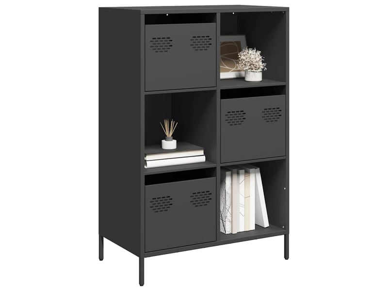  Buffet haut - bahut - meuble de rangement noir 68x39x103,5 cm acier  - Conforama B