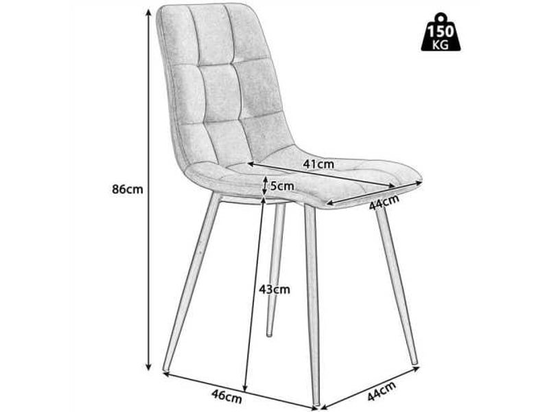  Lot de 4 chaises en velours coloris blanc avec pieds en métal chaise blanc - Conforama C