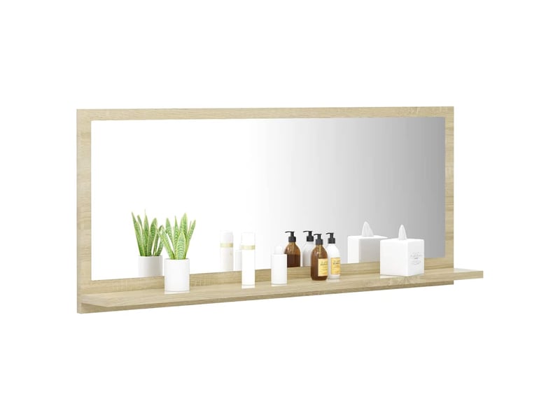  Miroir de salle de bain, miroir de toilette chêne sonoma 90x10,5x37 cm aggloméré cf62541  - Conforama C