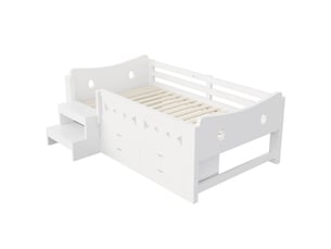 Lit avec rangement 90x200 cm   Sol Morn coloris blanc
