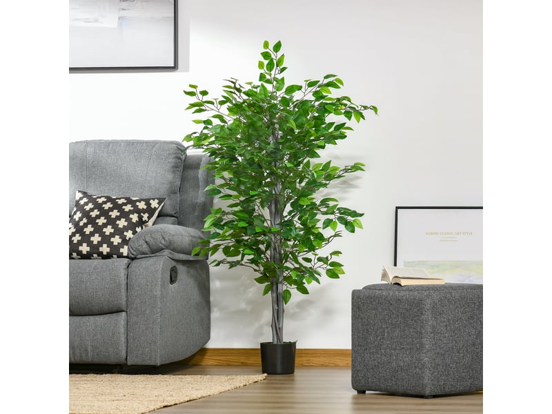  Arbre artificiel plante artificielle ficus h.1,35 m tronc branches liane lichen feuilles grand réalisme pot inclus  - Conforama C