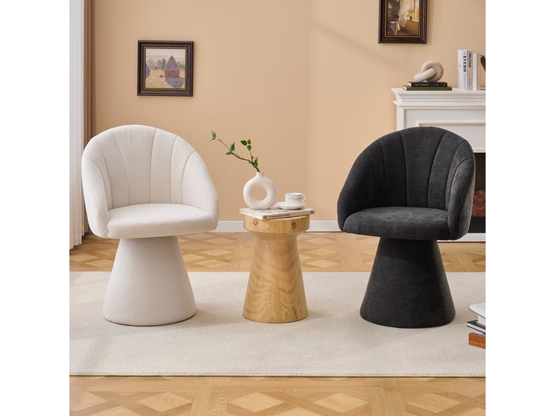  Chaise de salle à manger pivotante 360° avec dossier arrondi  - base stable en chenille gris 56×57×80 cm  - Conforama C