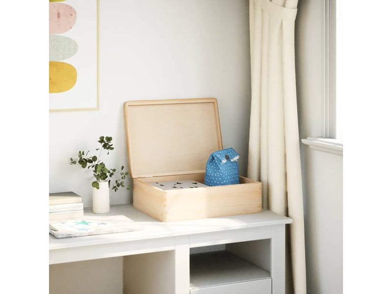  Boîte de rangement, coffre de rangement avec couvercle 40x30x13 cm bois de pin massif  - Conforama C