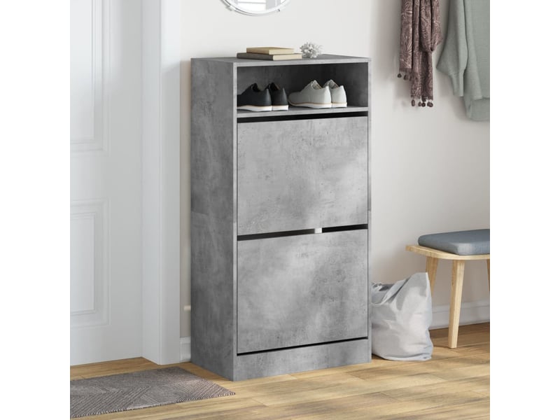  Meuble à chaussure, armoire à chaussures gris béton 60x34x116 cm bois d'ingénierie  - Conforama C