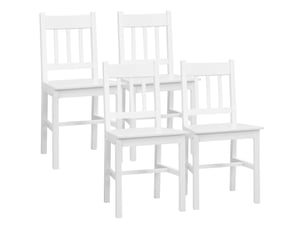 Lot de 4 chaises de salle à manger 46,5x41x85,5 cm en bois blanc, dossier ajouré