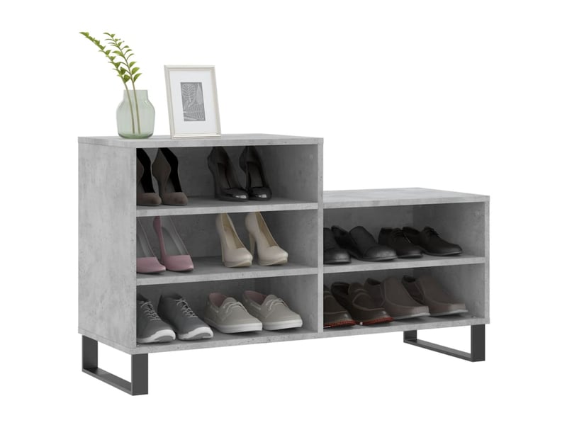  Meuble à chaussure, armoire à chaussures gris béton 102x36x60 cm bois d'ingénierie shl9853  - Conforama C