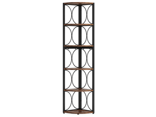 Rayonnage d'angle 107x38x15 cm 6 niveaux métal et bois noir et marron rustique