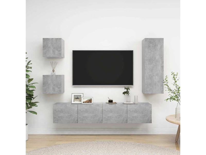  Ensemble de meubles tv 5 pcs gris béton bois d'ingénierie shl18152  - Conforama B