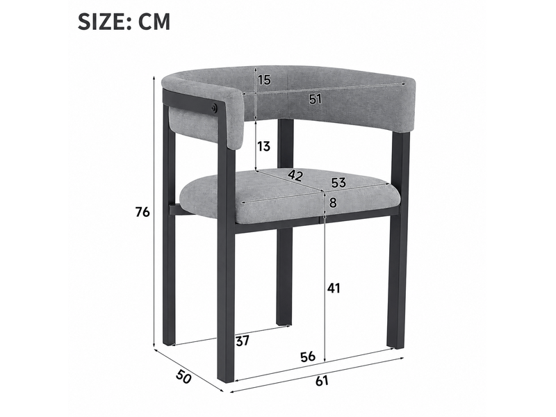  Lot de 6 chaises de salle à manger, confortables et respirantes, idéales pour restaurants, salon, cafés et autres lieux, style moderne, dos arrondi complet, tissu chenille, gris  - Conforama E