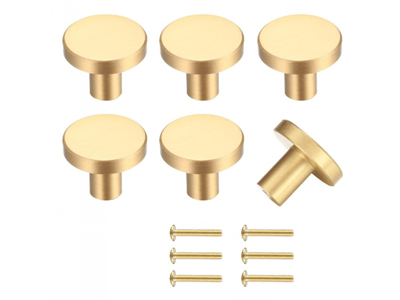  Jeu de 6 boutons pour tiroirs de 25 mm de diamètre, boutons dorés pour meubles, boutons ronds pour armoires pour décoration  - Conforama A
