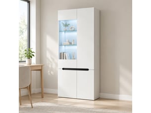 Vitrine coloris blanc 2 étagère(s) <strong>MEULVA</strong> <strong></strong> - 80 cmx180 cm