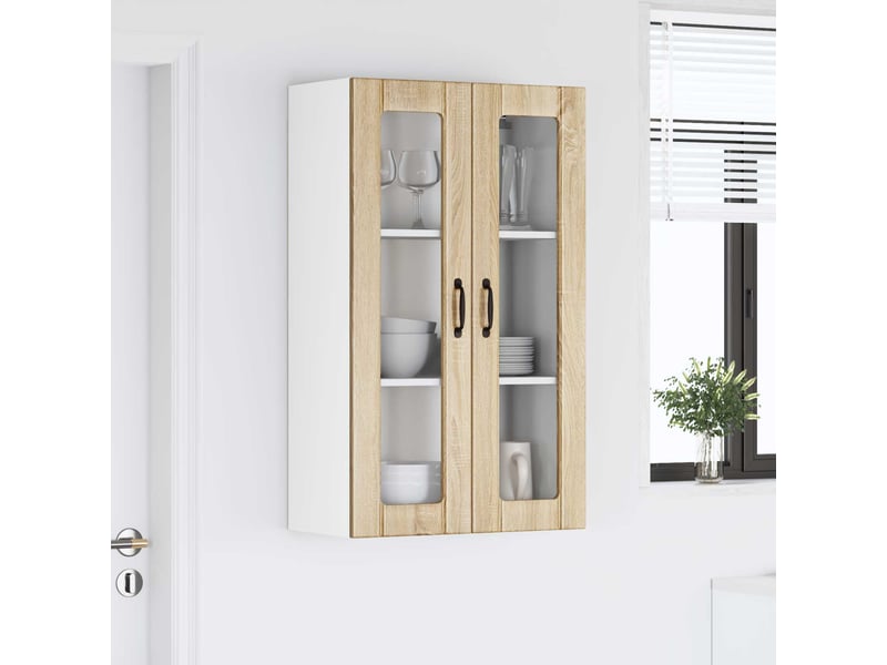  Meuble mural de cuisine, cabinet en verre mural chêne sonoma 60x31x100cm shl1001  - Conforama D