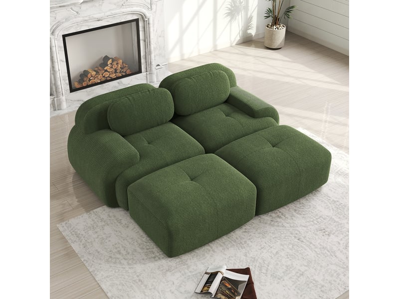  Canapé méridienne, chaise longue, 2 places, en velours tricoté, vert, sans structure, chambre, pour salon  - Conforama R